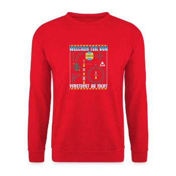 Maquette ferroviaire Chemin de fer miniature - Sweat-shirt Unisexe - rouge - Devant - Alina (178cm) & Michal (187cm)