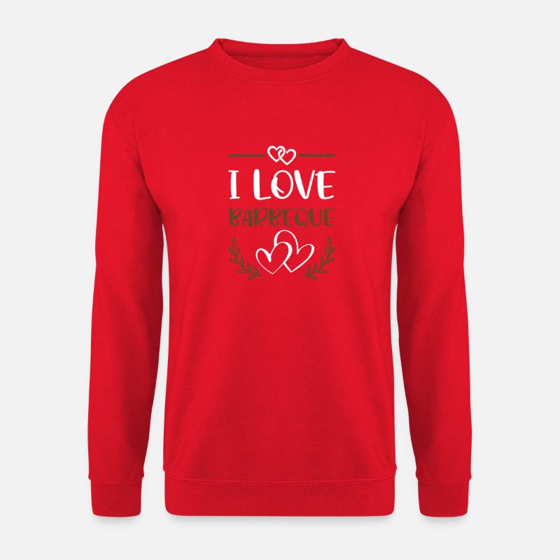 I Love Barbecue Herzen - Unisex Pullover - Rot