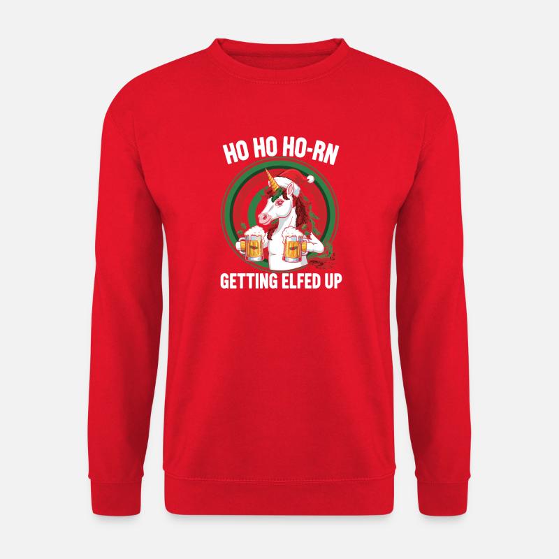 Einhorn Weihnachtsbier Humor - Unisex Pullover - Rot
