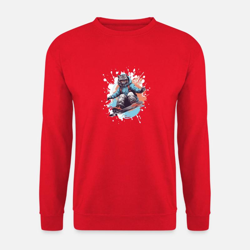 Cat Snowboard - Unisex Sweatshirt - red