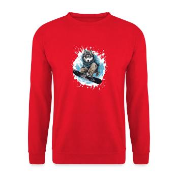 Husky Hund Snowboard - Unisex Pullover - Rot - Vorne - Alina (178cm) & Michal (187cm)