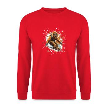 Golden Retriever Hund Snowboard - Unisex Pullover - Rot - Vorne - Alina (178cm) & Michal (187cm)