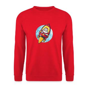 Weihnachtsmann Rakete Santa Weihnachten - Unisex Pullover - Rot - Vorne - Alina (178cm) & Michal (187cm)