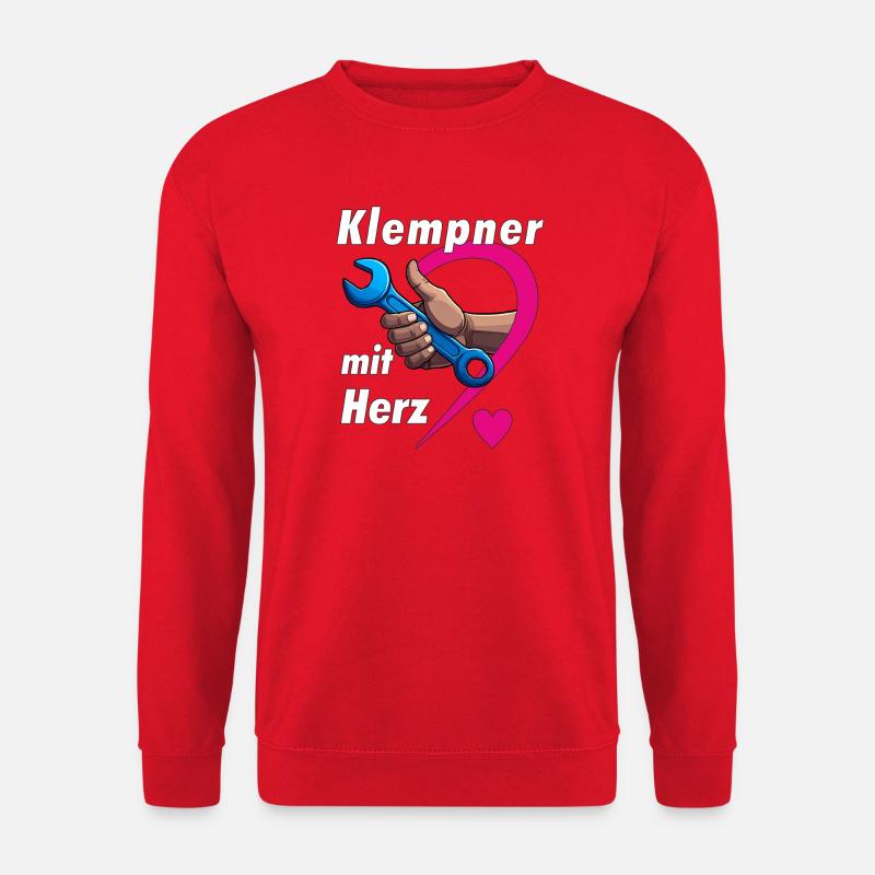 Klempner mit HERZ - Unisex Pullover - Rot