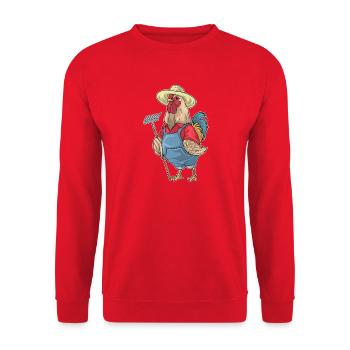 chicken farmer rake farm - Unisex Sweatshirt - red - Front - Alina (178cm) & Michal (187cm)