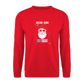 Santa sagt Six Seven - Unisex Pullover - Rot - Vorne - Alina (178cm) & Michal (187cm)