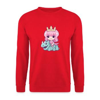 Prinzessin Drache Niedlich - Unisex Pullover - Rot - Vorne - Alina (178cm) & Michal (187cm)
