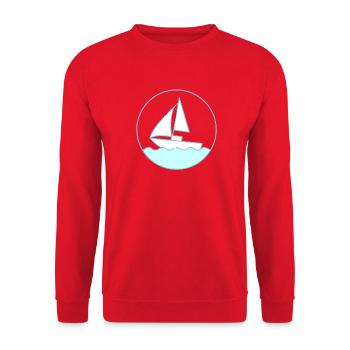 Nautic Design Sailboat Circle Emblem on Waves - Unisex Sweatshirt - red - Front - Alina (178cm) & Michal (187cm)