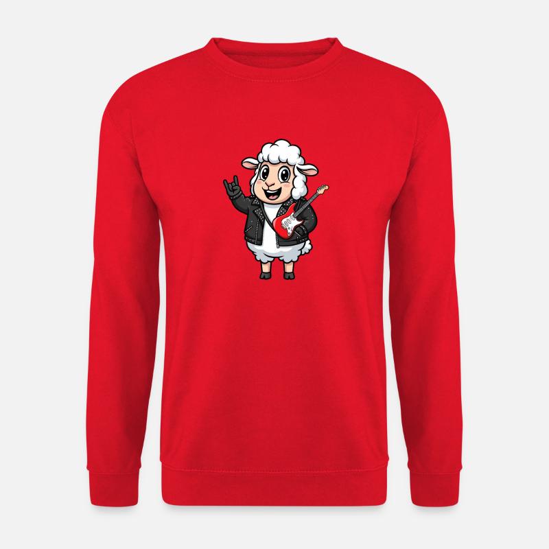Rocker Sheep mit E-Gitarre - Unisex Pullover - Rot