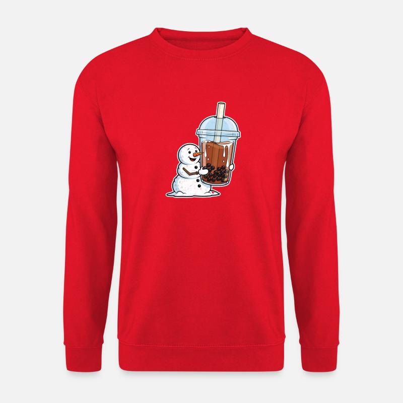 Snowman and Bubble Tea Mug - Unisex Sweatshirt - red