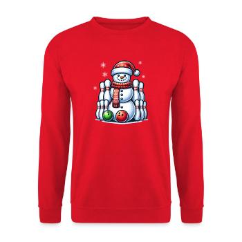 BOwling Christmas Sports Santa Claus - Unisex Sweatshirt - red - Front - Alina (178cm) & Michal (187cm)
