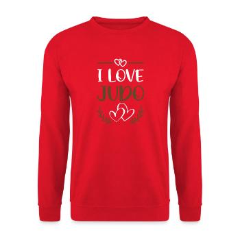 I love judo hearts - Unisex Sweatshirt - red - Front - Alina (178cm) & Michal (187cm)