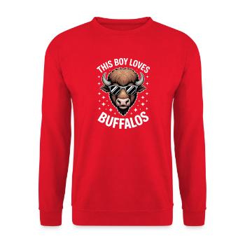 Buffalo Dire les gars drôle Buffalo cadeau - Sweat-shirt Unisexe - rouge - Devant - Alina (178cm) & Michal (187cm)