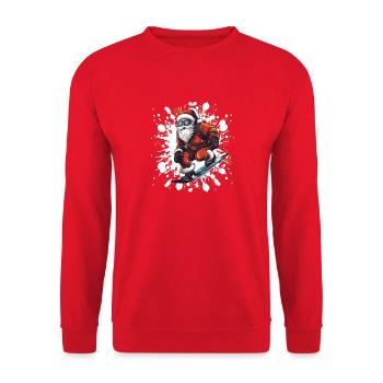 Weihnachtsmann Snowboard - Unisex Pullover - Rot - Vorne - Alina (178cm) & Michal (187cm)