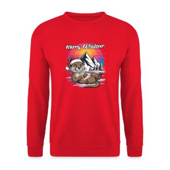 Santa Funny Christmas Christmas with Saying - Unisex Sweatshirt - red - Front - Alina (178cm) & Michal (187cm)