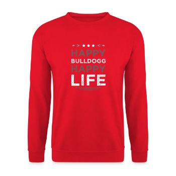 Happy Bulldogg Happy Life - Unisex Pullover - Rot - Vorne - Alina (178cm) & Michal (187cm)