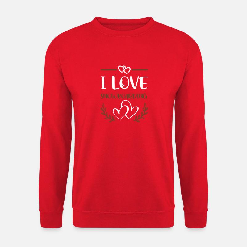 I Love Snowboarding Hearts - Unisex Pullover - Rot
