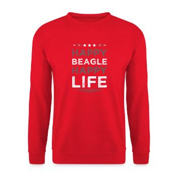 Beagle Dog Happy Life - Unisex Sweatshirt - red - Front - Alina (178cm) & Michal (187cm)