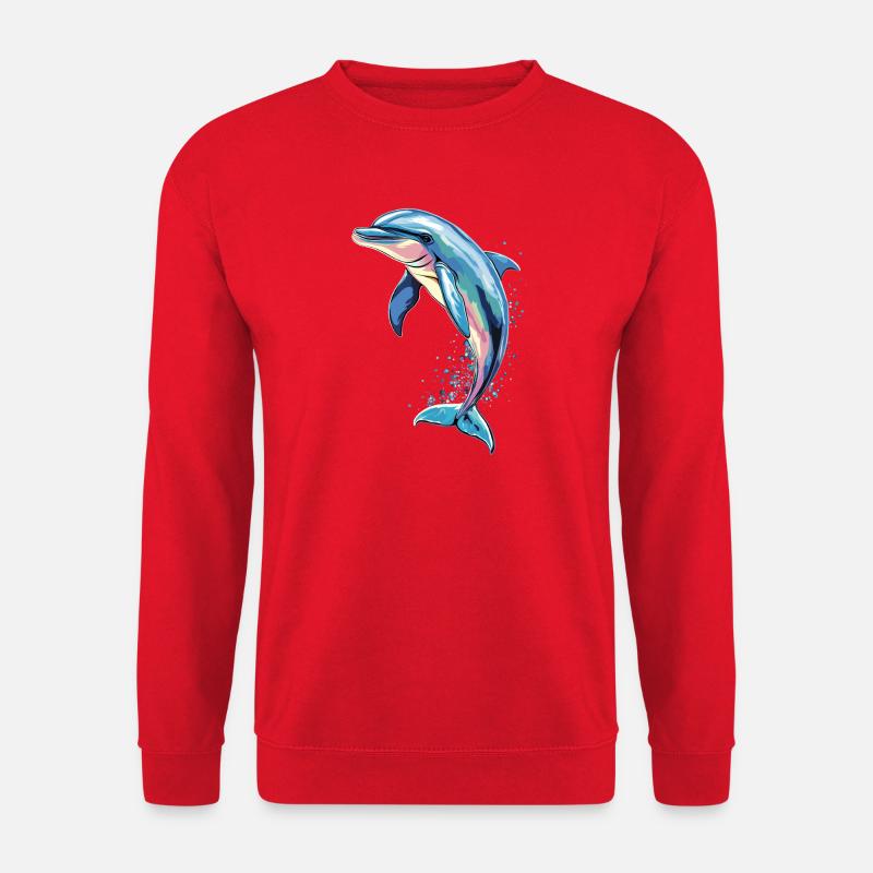 Delphin Taucher Delphine Ozean Süße Delfine Delfin - Unisex Pullover - Rot