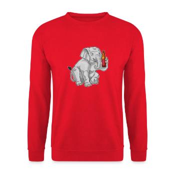 Elephant Bottle of Beer - Unisex Sweatshirt - red - Front - Alina (178cm) & Michal (187cm)