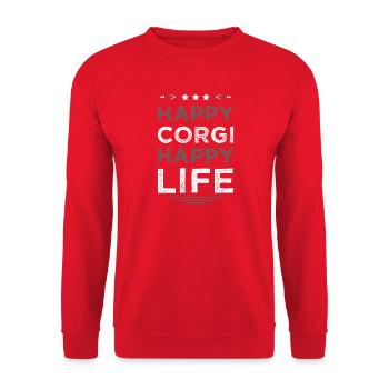 Happy Corgi Life - Unisex Sweatshirt - red - Front - Alina (178cm) & Michal (187cm)