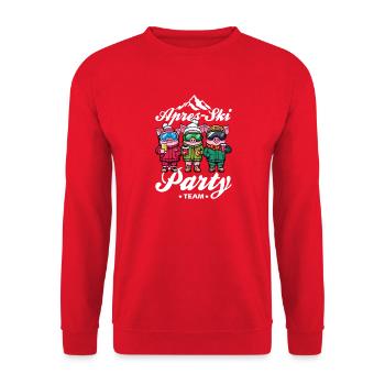 Après Ski Party Team Pistensau - Unisex Sweatshirt - red - Front - Alina (178cm) & Michal (187cm)