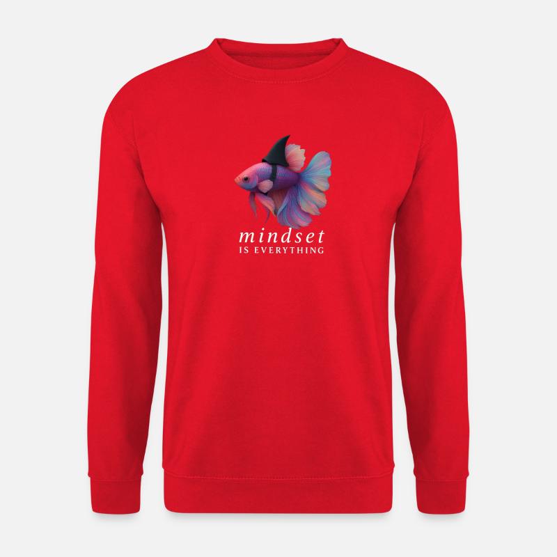 Mindset Fighting Fish Helm, Motivationsspruch - Unisex Pullover - Rot