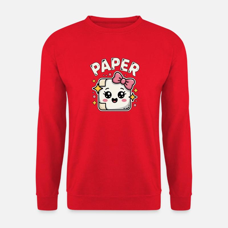 Schere Stein Papier Kawaii Paper - Unisex Pullover - Rot