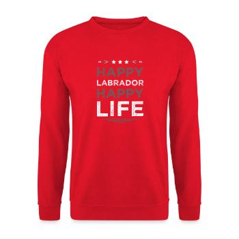 Labrador Glücksleben Print - Unisex Pullover - Rot - Vorne - Alina (178cm) & Michal (187cm)
