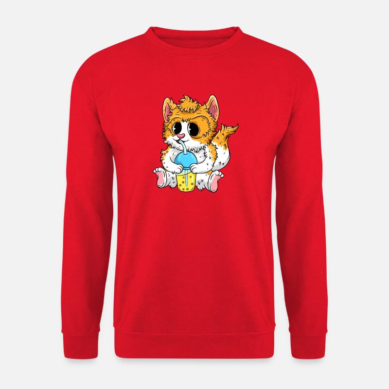 Süße Katze mit Bubble Tea - Unisex Pullover - Rot