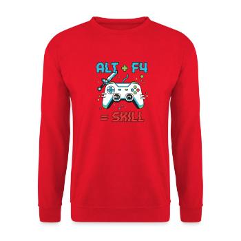 Alt F4 Pixel Gamer Motiv - Unisex Pullover - Rot - Vorne - Alina (178cm) & Michal (187cm)