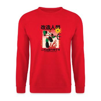 Modifizierter Roboter-Samurai - Unisex Pullover - Rot - Vorne - Alina (178cm) & Michal (187cm)