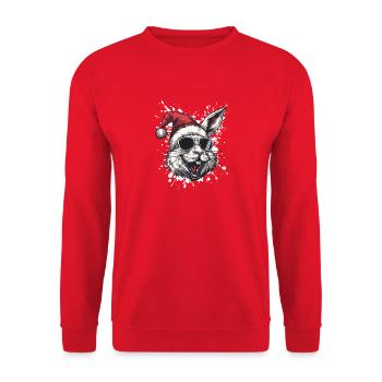 Hase Weihnachten Lustig - Unisex Pullover - Rot - Vorne - Alina (178cm) & Michal (187cm)