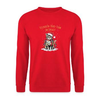 Fellnasen-Deko-Team im Einsatz! - Unisex Pullover - Rot - Vorne - Alina (178cm) & Michal (187cm)