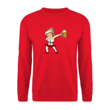 October Fest Dabbing Girl Funny Beer Festival - Unisex Sweatshirt - red - Front - Alina (178cm) & Michal (187cm)