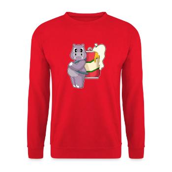 Nilpferd Bier - Unisex Pullover - Rot - Vorne - Alina (178cm) & Michal (187cm)