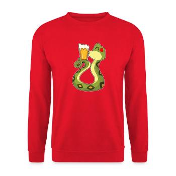Schlange Bier - Unisex Pullover - Rot - Vorne - Alina (178cm) & Michal (187cm)