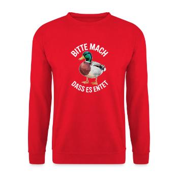 Canard s’il vous plaît Make It Duck en disant des canards drôles - Sweat-shirt Unisexe - rouge - Devant - Alina (178cm) & Michal (187cm)