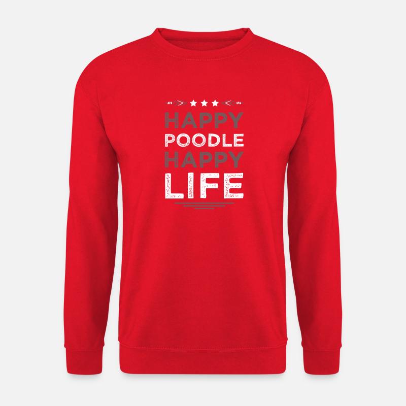 Pudel Lebensfreude Motiv - Unisex Pullover - Rot