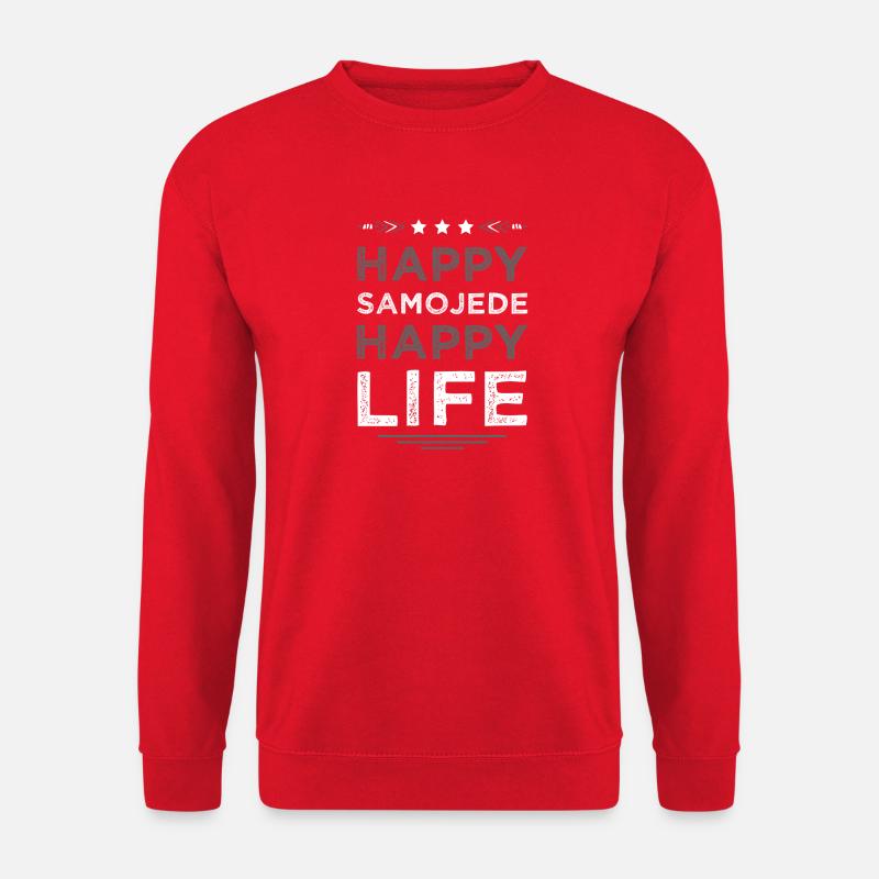 Happy Samojede Happy Life - Unisex Pullover - Rot