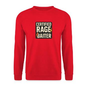 Certified Rage Baiter, Funny Meme Saying  - Unisex Sweatshirt - red - Front - Alina (178cm) & Michal (187cm)