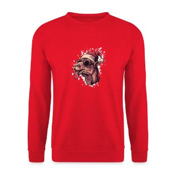 Kamel Weihnachten Lustig - Unisex Pullover - Rot - Vorne - Alina (178cm) & Michal (187cm)