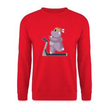Hippopotamus Jogger Jogging Sports - Unisex Sweatshirt - red - Front - Alina (178cm) & Michal (187cm)