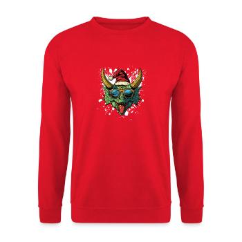 Dinosaurier triceratops Weihnachten Lustig - Unisex Pullover - Rot - Vorne - Alina (178cm) & Michal (187cm)