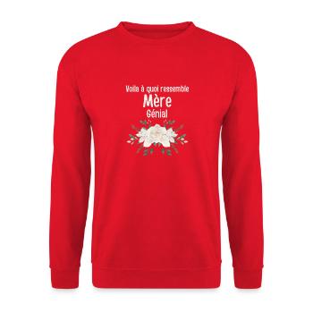 Mère Génial Floral - Sweat-shirt Unisexe - rouge - Devant - Alina (178cm) & Michal (187cm)