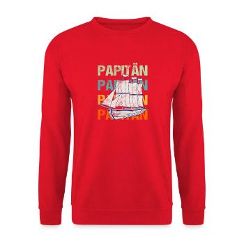 PAPITÄN Sailing Ship / Father, Daddy - Unisex Sweatshirt - red - Front - Alina (178cm) & Michal (187cm)