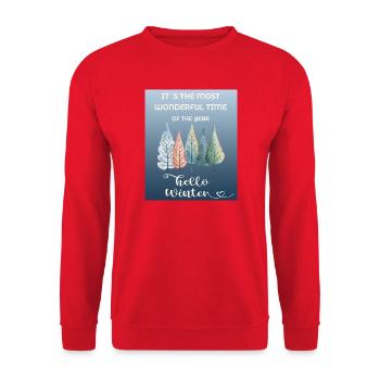 It's the Most Wonderful Time of the Year – Winter - Unisex Sweatshirt - red - Front - Alina (178cm) & Michal (187cm)