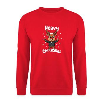 Heavy Christmas Reindeer Biker - Unisex Sweatshirt - red - Front - Alina (178cm) & Michal (187cm)