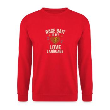 Rage Bait Love Language, lustiger Spruch - Unisex Pullover - Rot - Vorne - Alina (178cm) & Michal (187cm)