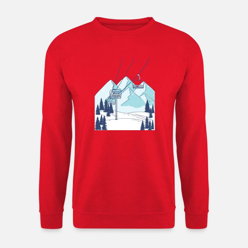 Skilift Berg Winterlandschaft - Unisex Pullover - Rot